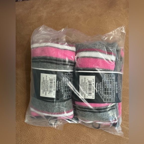 George Grey Pink White Striped Heavyweight Cotton Tights Girl’s Size 7-10 - Picture 3 of 5